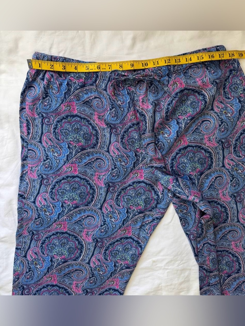 Ralph Lauren Pajamas 2-Piece Set Womens SZ XL Paisley Navy Pink EUC - Picture 12 of 13